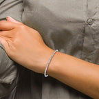 Leslie's 10K White Gold Polished D/C Beaded Bracelet - Image 4