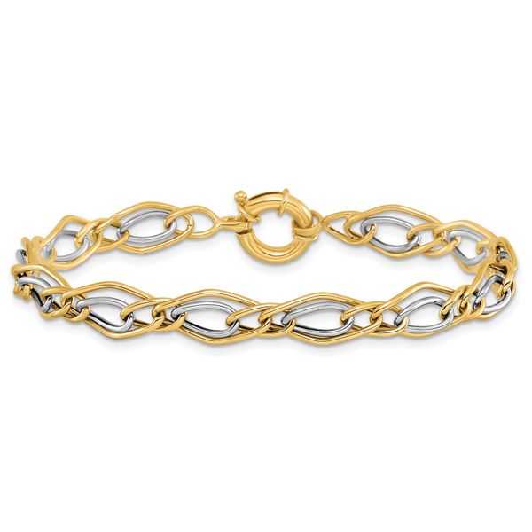 Leslie's 10K Yellow w/Rhodium-plated Polished Bracelet - Image 3