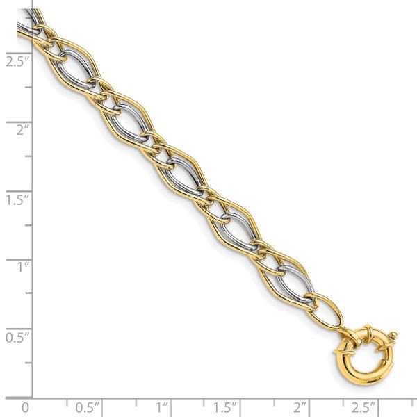 Leslie's 10K Yellow w/Rhodium-plated Polished Bracelet - Image 4