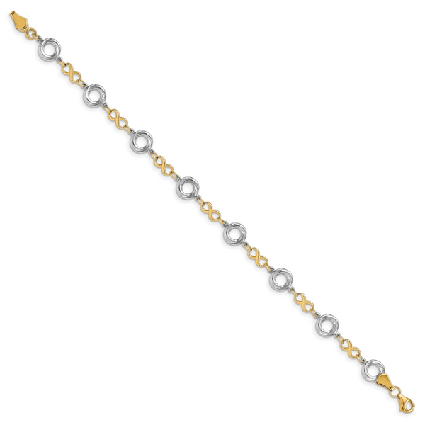 Leslie's 10K Two-tone Polished Textured Infinity Bracelet - Image 2