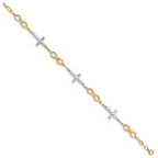 Leslie's 10K Two-tone Polished Cross and Infinity Bracelet - Image 2