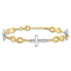 Leslie's 10K Two-tone Polished Cross and Infinity Bracelet - Image 3