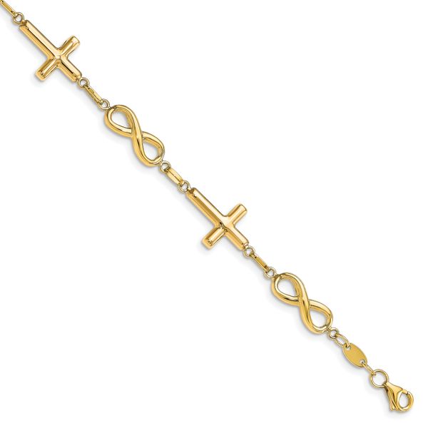 Leslie's 10K Polished Cross and Infinity Bracelet