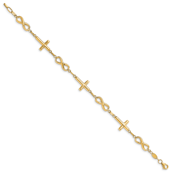 Leslie's 10K Polished Cross and Infinity Bracelet - Image 2