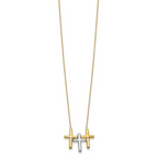 10K Two-tone Polished 3-Cross Necklace - Image 2