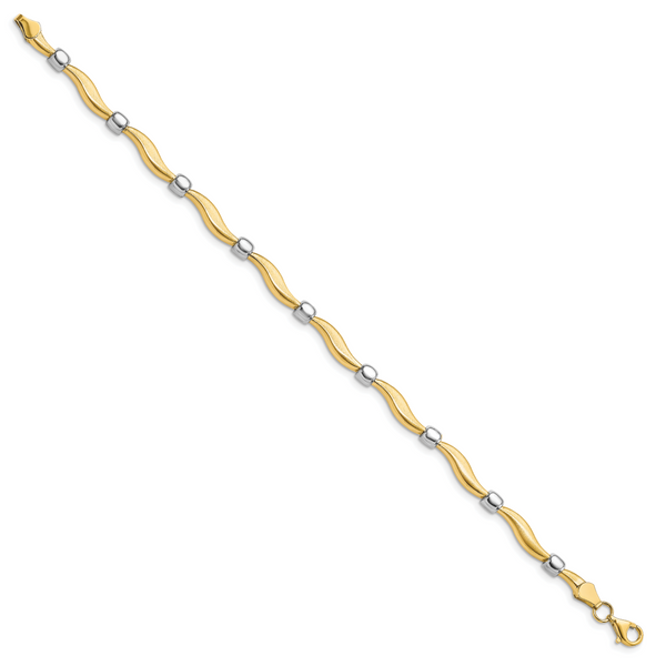 Leslie's 10K Rhodium-plated Polished and Satin Bracelet - Image 2