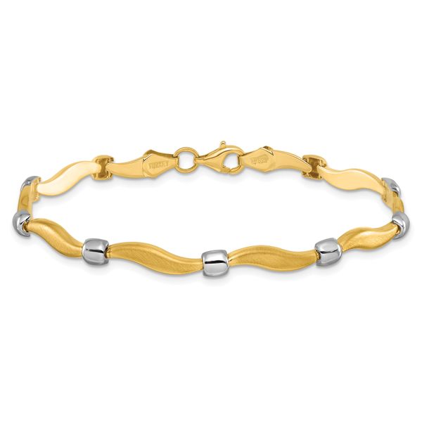 Leslie's 10K Rhodium-plated Polished and Satin Bracelet - Image 3