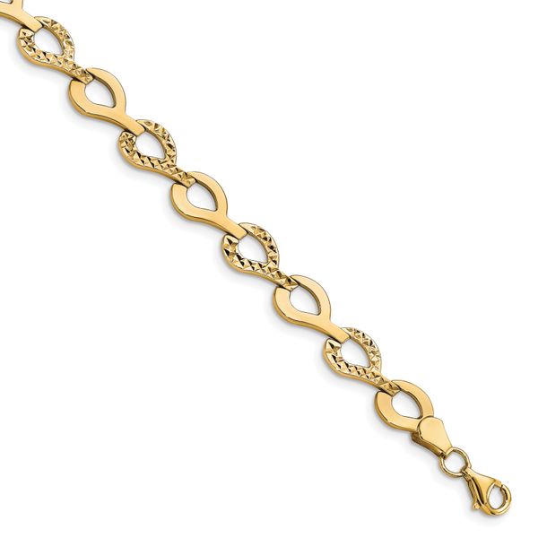 10K Polished Fancy D/C Link Bracelet