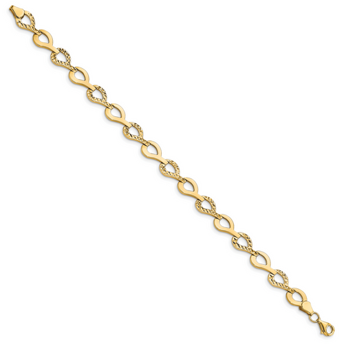 10K Polished Fancy D/C Link Bracelet - Image 2
