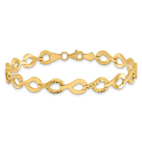 10K Polished Fancy D/C Link Bracelet - Image 3