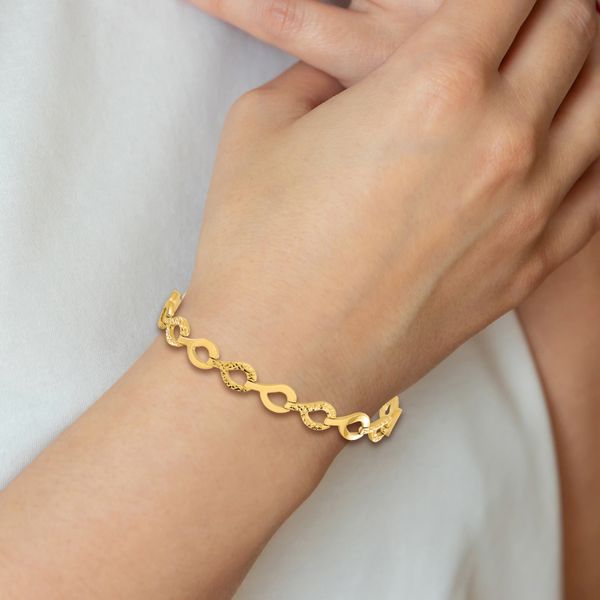 10K Polished Fancy D/C Link Bracelet - Image 5