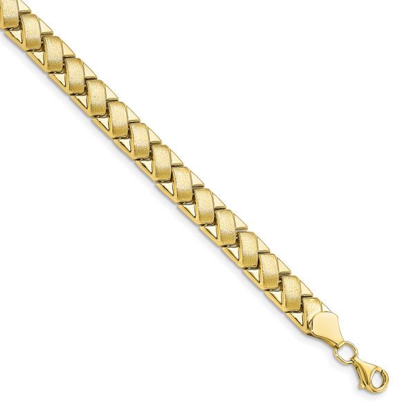 Leslie's 10K Polished and Brushed Fancy Link Bracelet
