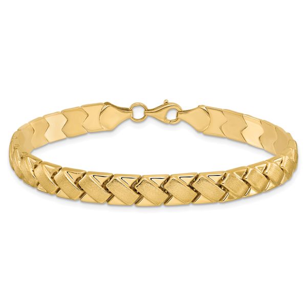 Leslie's 10K Polished and Brushed Fancy Link Bracelet - Image 3