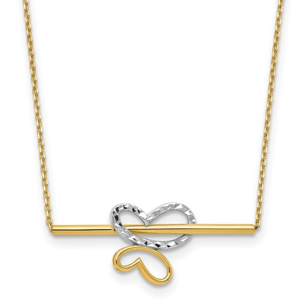 Leslie's 10K Rhodium-plated Polished D/C Butterfly Bar Necklace