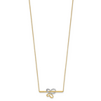 Leslie's 10K Rhodium-plated Polished D/C Butterfly Bar Necklace - Image 2