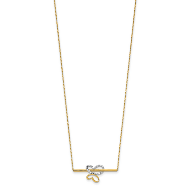 Leslie's 10K Rhodium-plated Polished D/C Butterfly Bar Necklace - Image 2