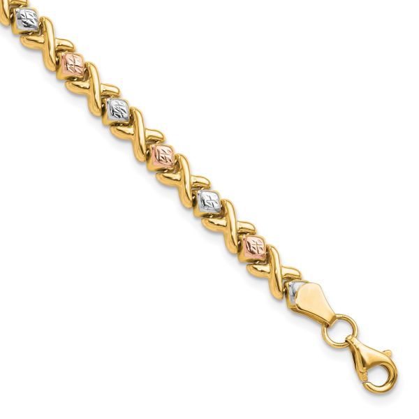 Leslie's 10k Tri-color Polished and D/C Bracelet