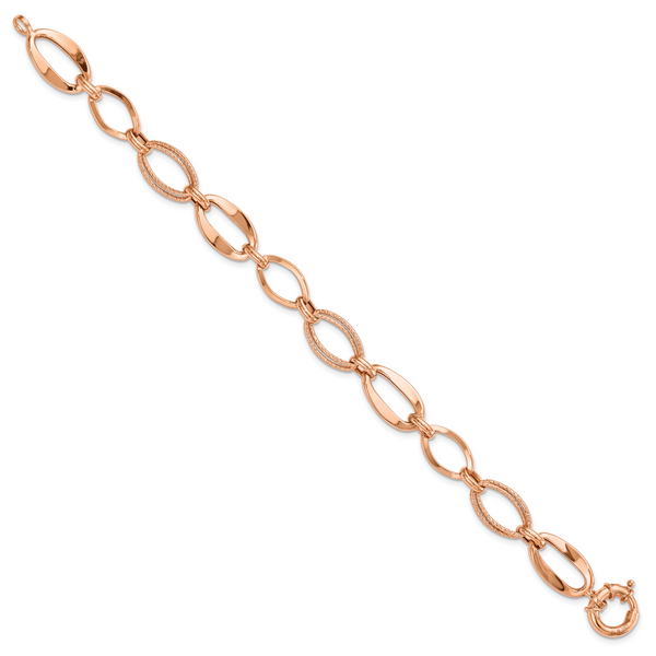 Leslie's 10k Rose Gold Polished and Textured Link Bracelet - Image 2