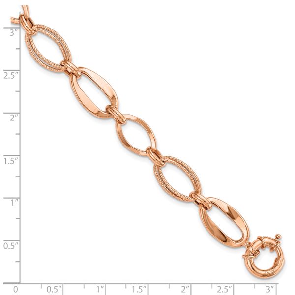 Leslie's 10k Rose Gold Polished and Textured Link Bracelet - Image 4