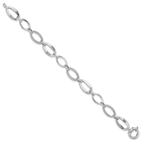 Leslie's 10k White Gold Polished and Textured Link Bracelet - Image 2
