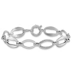 Leslie's 10k White Gold Polished and Textured Link Bracelet - Image 3