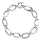 Leslie's 10k White Gold Polished and Textured Link Bracelet - Image 4