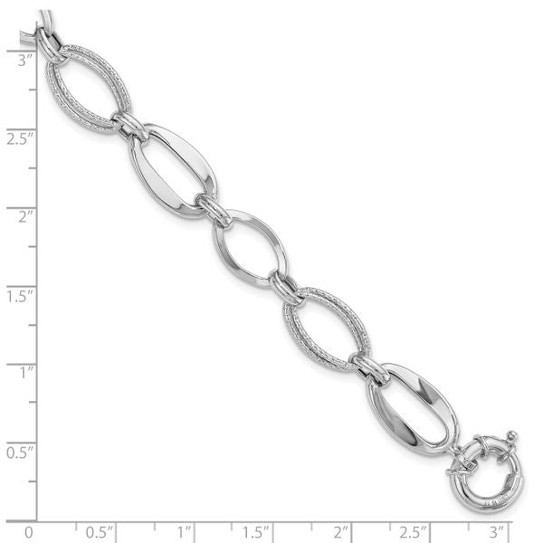 Leslie's 10k White Gold Polished and Textured Link Bracelet - Image 5