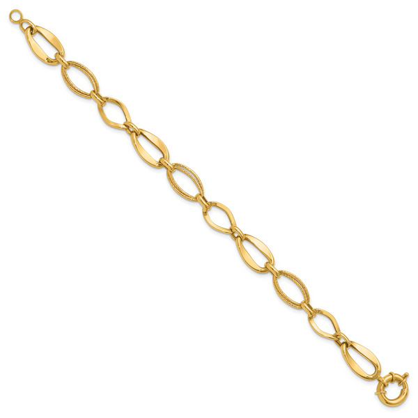 Leslie's 10k Polished and Textured Link Bracelet - Image 2