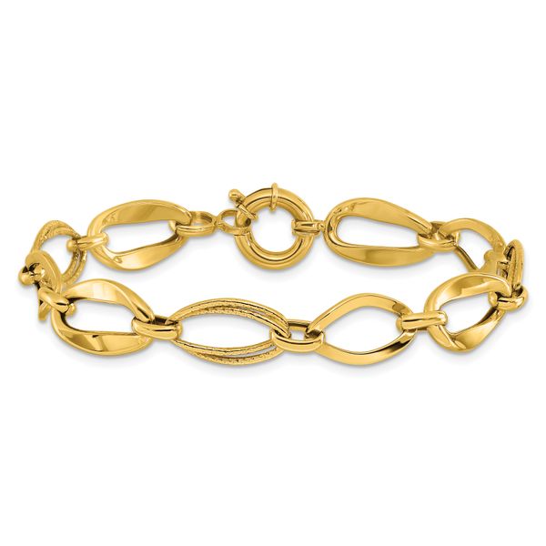 Leslie's 10k Polished and Textured Link Bracelet - Image 3