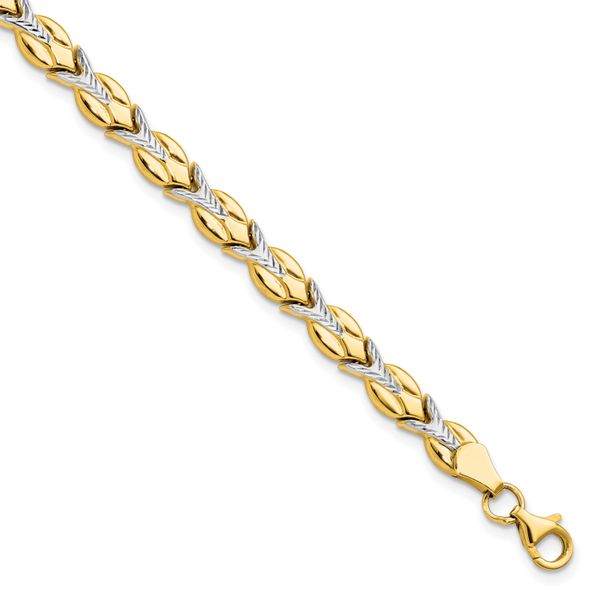 Leslie's 10k w/White Rhodium Polished/Diamond-cut Bracelet