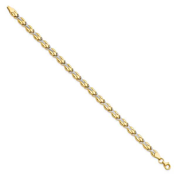Leslie's 10k w/White Rhodium Polished/Diamond-cut Bracelet - Image 2
