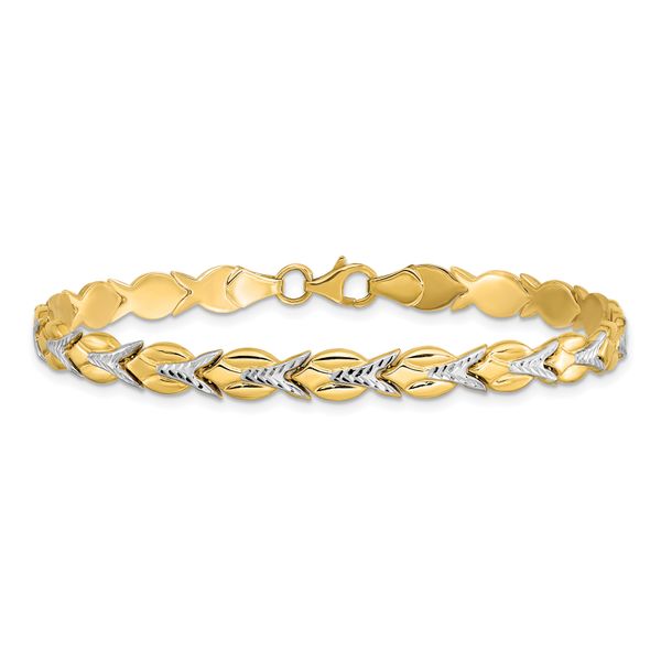 Leslie's 10k w/White Rhodium Polished/Diamond-cut Bracelet - Image 3