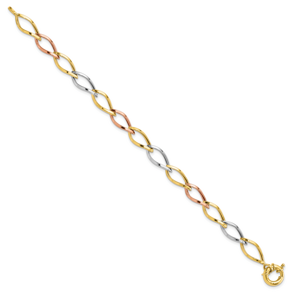Leslie's 10k Tri-color Polished Link Bracelet - Image 2