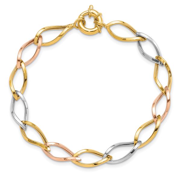 Leslie's 10k Tri-color Polished Link Bracelet - Image 4