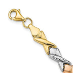 10k Tri-color Polished and Brushed D/C Necklace - Image 3