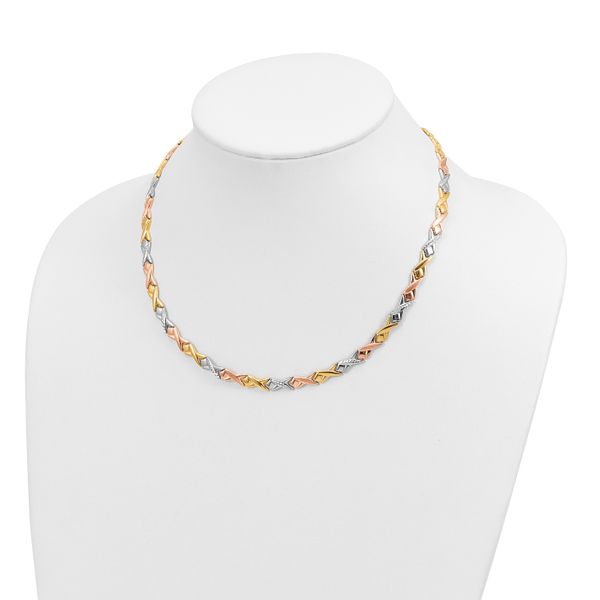 10k Tri-color Polished and Brushed D/C Necklace - Image 4
