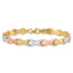 Leslie's 10k Tri-color Polished / Brushed and Diamond-cut Bracelet - Image 3