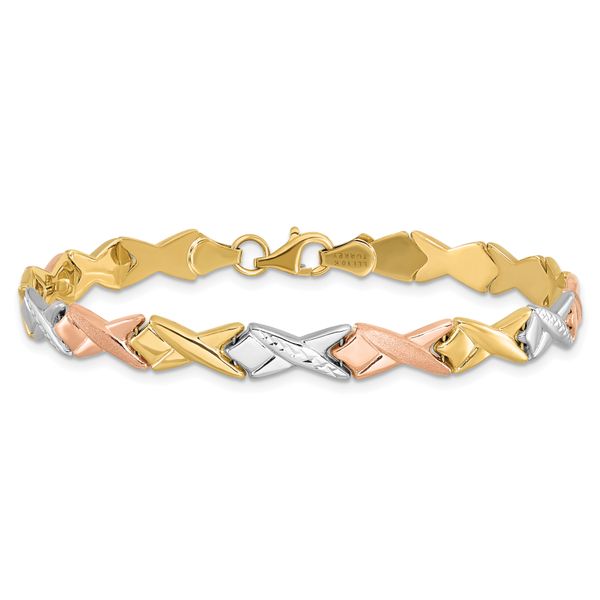 Leslie's 10k Tri-color Polished / Brushed and Diamond-cut Bracelet - Image 3