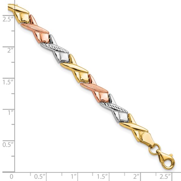 Leslie's 10k Tri-color Polished / Brushed and Diamond-cut Bracelet - Image 4