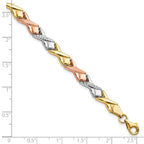 Leslie's 10k Tri-color Polished / Brushed and Diamond-cut Bracelet - Image 4