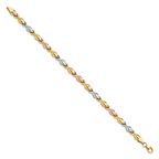 Leslie's 10k Tri-color Polished and Brushed Link Bracelet - Image 2