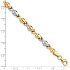 Leslie's 10k Tri-color Polished and Brushed Link Bracelet - Image 4