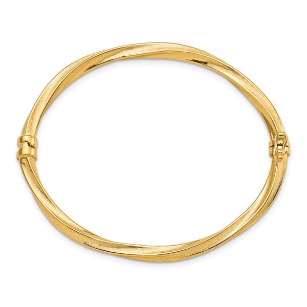 Leslie's 10k Polished and Brushed Hinged Bangle - Image 2