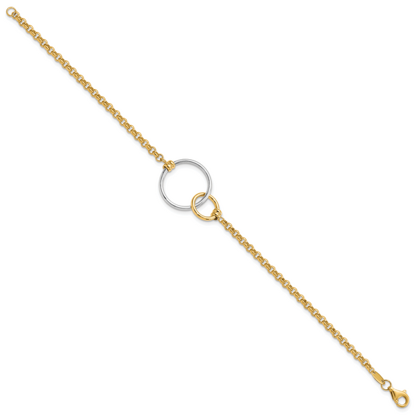 Leslie's 10k Two-tone Polished interlocking Circles Link Bracelet - Image 2