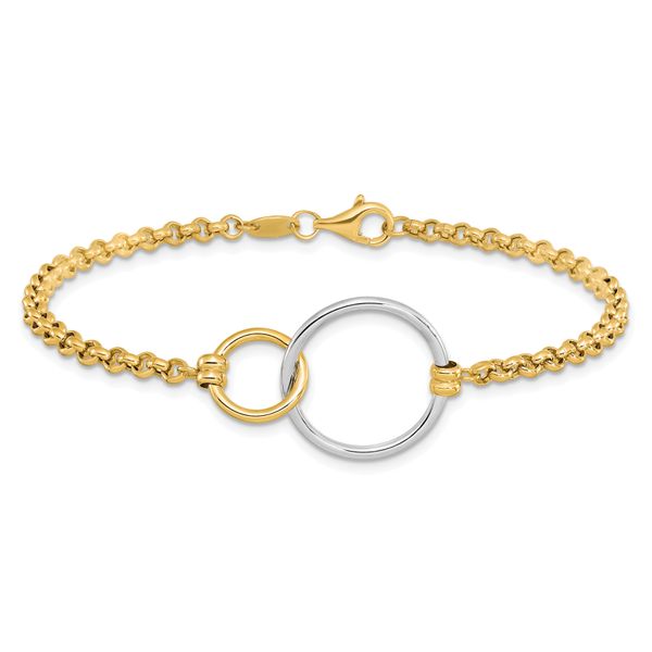 Leslie's 10k Two-tone Polished interlocking Circles Link Bracelet - Image 3