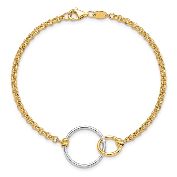 Leslie's 10k Two-tone Polished interlocking Circles Link Bracelet - Image 4