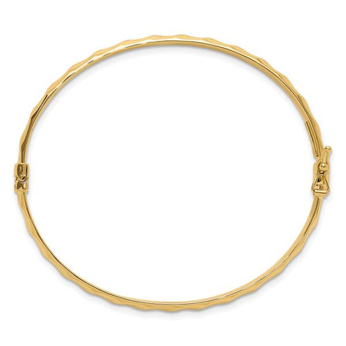 10K Polished Twisted Hinged Bangle - Image 2