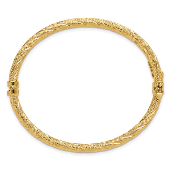 Leslie's 10K Polished and Textured Twisted Hinged Bangle - Image 2
