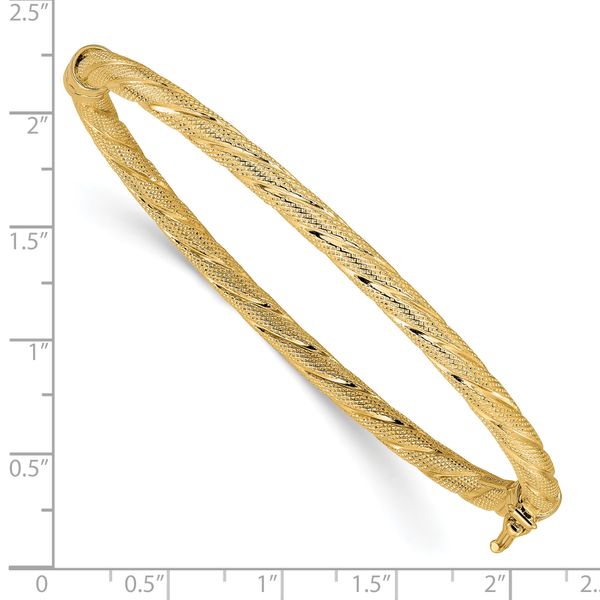 Leslie's 10K Polished and Textured Twisted Hinged Bangle - Image 3