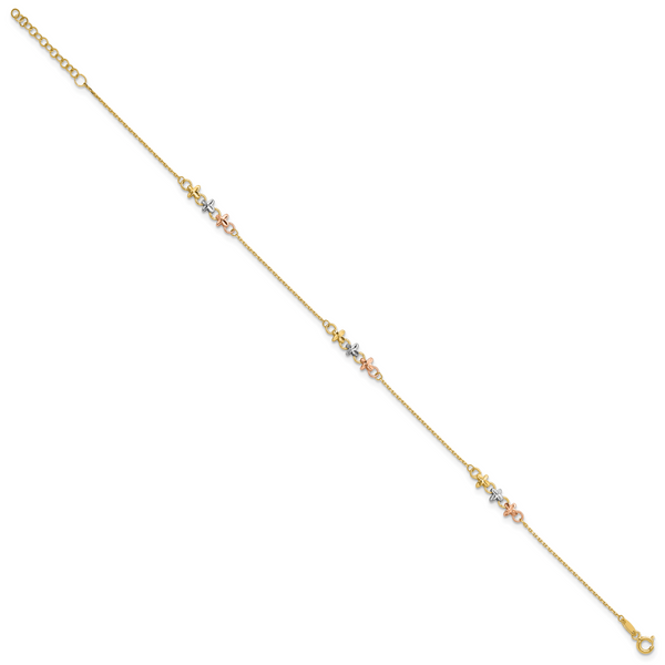 Leslie's 10K Two-tone w/White Rhod Polished Station 9in Plus 1in ext. Ankle - Image 2